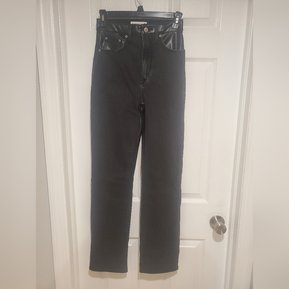 Abercrombie denim & leather jeans